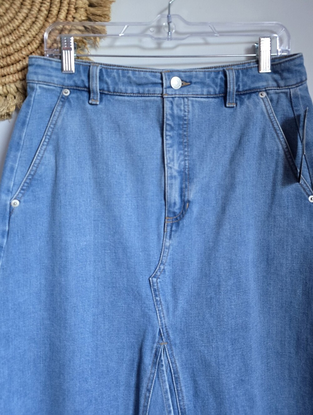 Banana Republic NEW Center Split Classic Denim Maxi Jean Skirt SZ 8 Western Chic - Picture 4 of 11